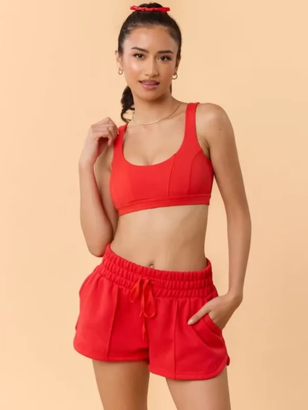 Blogilates Red Bow Back Corset Sports Bra